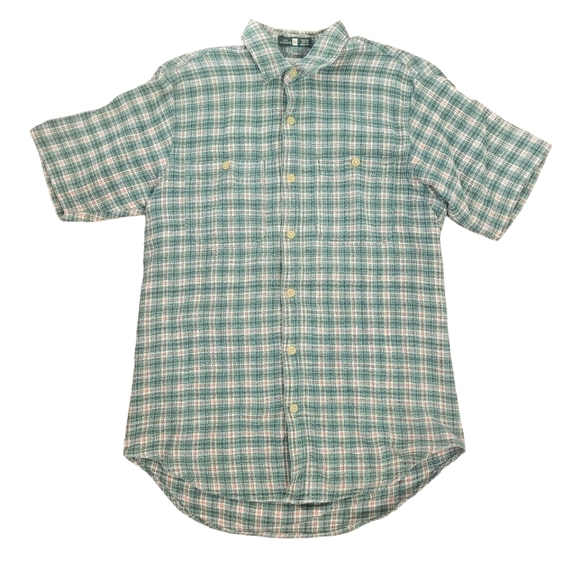 Royal Robbins green plaid short sleeve polo shirt size medium - Picture 1 of 8